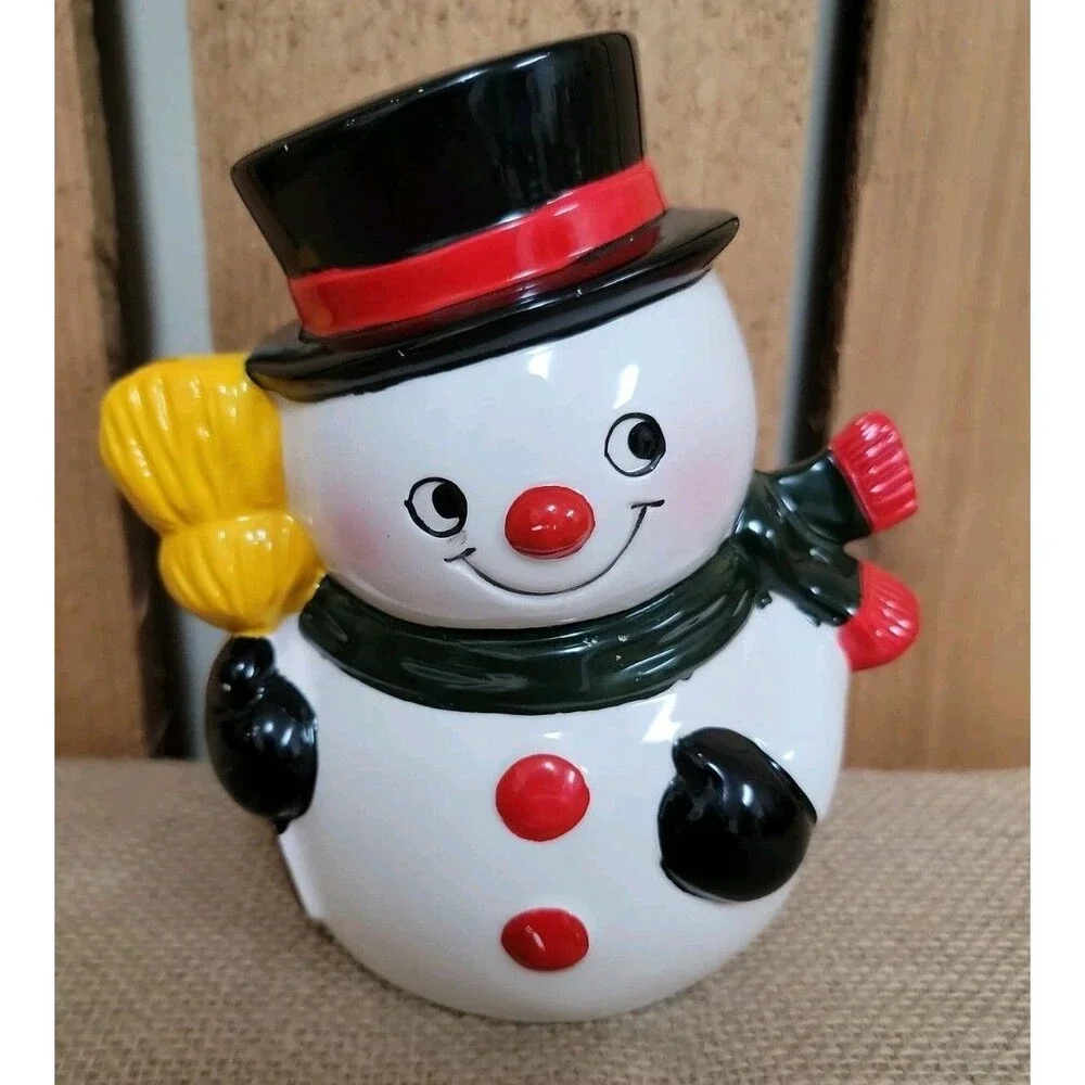 Ceramic Snowman Piggy Bank Winter Decoration